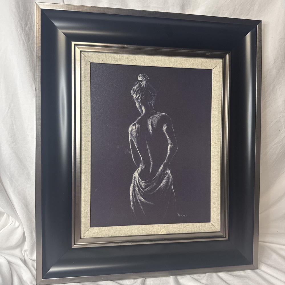 Deborah Pearce Back Study Framed Canvas Charcoal Minimalist Figural Nude Art